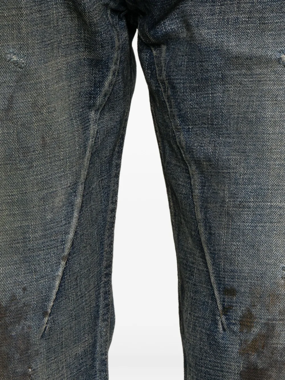 Rick Owens Drkshdw Distressed Frayed Straight-leg Jeans In Blue