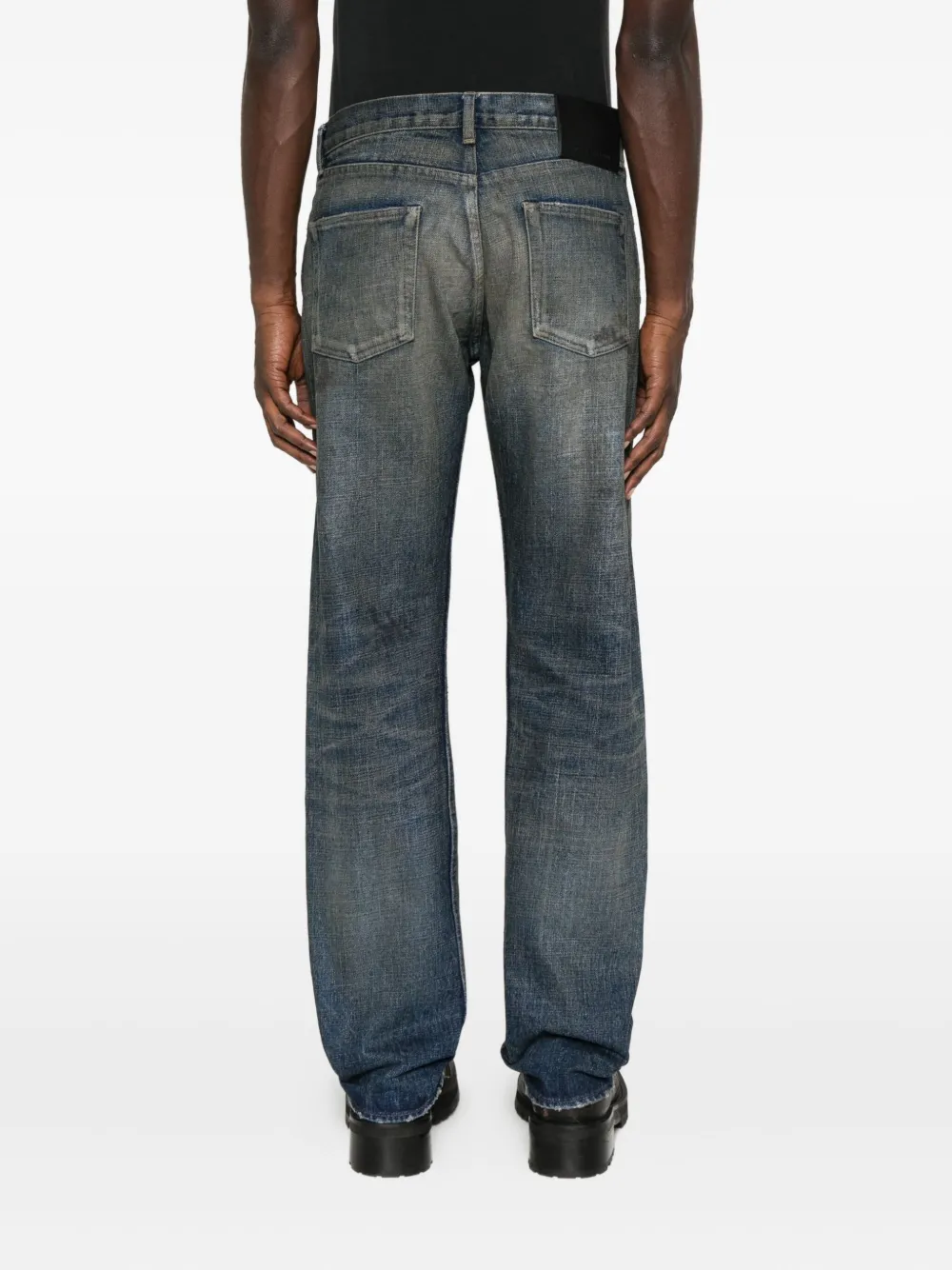 Rick Owens Drkshdw Distressed Frayed Straight-leg Jeans In Blue