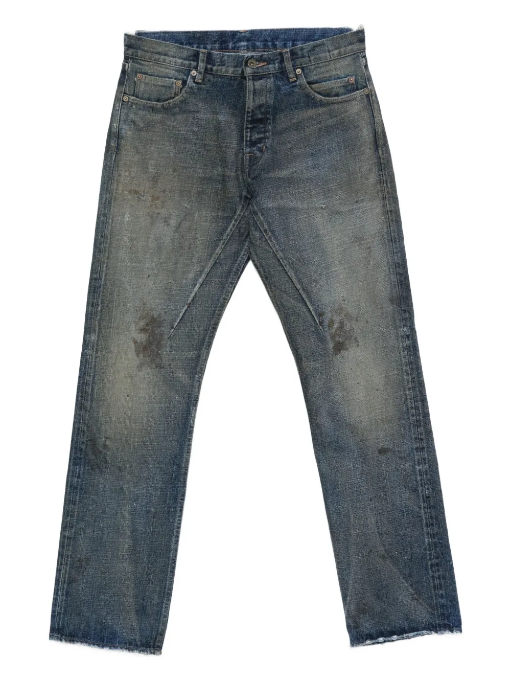 Rick Owens Drkshdw Distressed Frayed Straight-leg Jeans In Blue