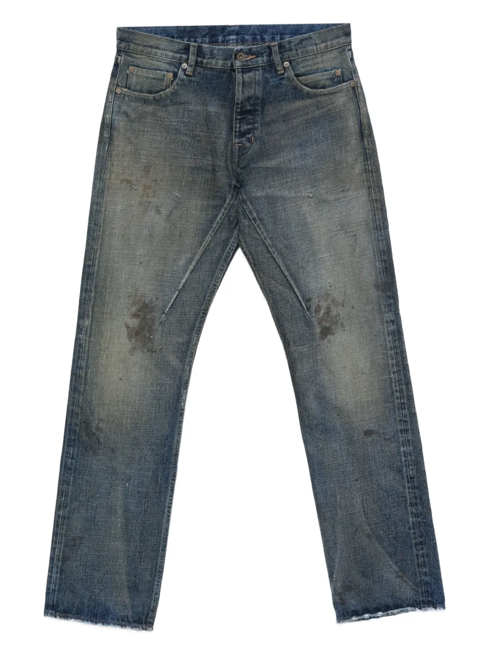 Rick Owens DRKSHDW distressed frayed straight-leg jeans | Blue | Image 1