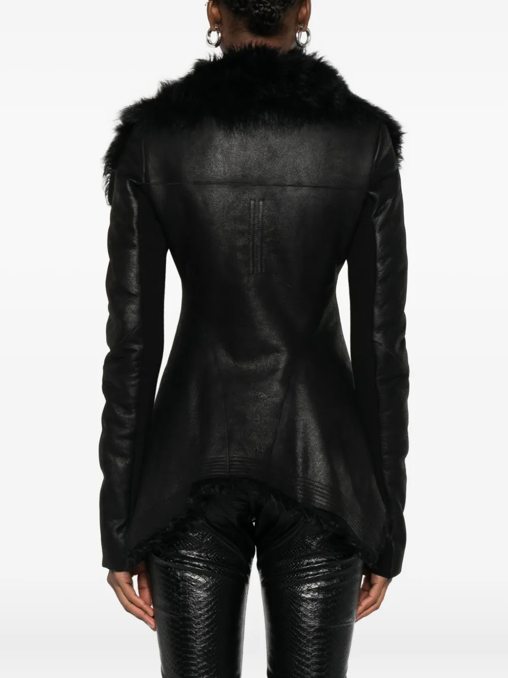 Rick Owens Fur-trimmed Leather Jacket In Black