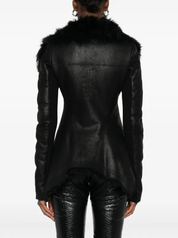 Rick Owens fur-trimmed Leather Jacket | Black | FARFETCH