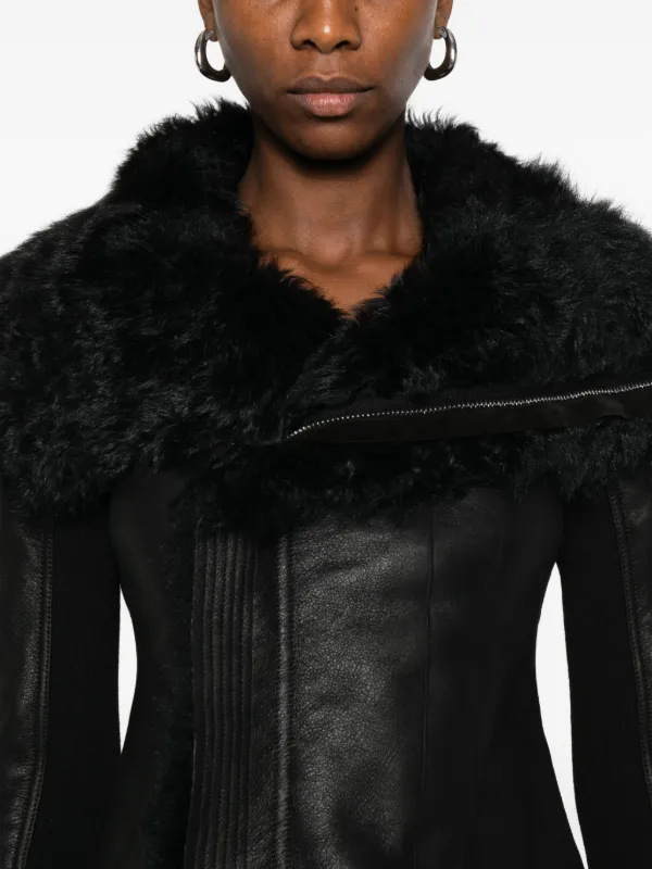 Rick Owens fur-trimmed Leather Jacket | Black | FARFETCH