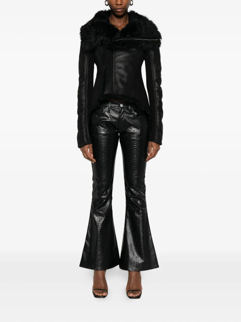 Rick Owens Fur-trimmed Leather Jacket In Black