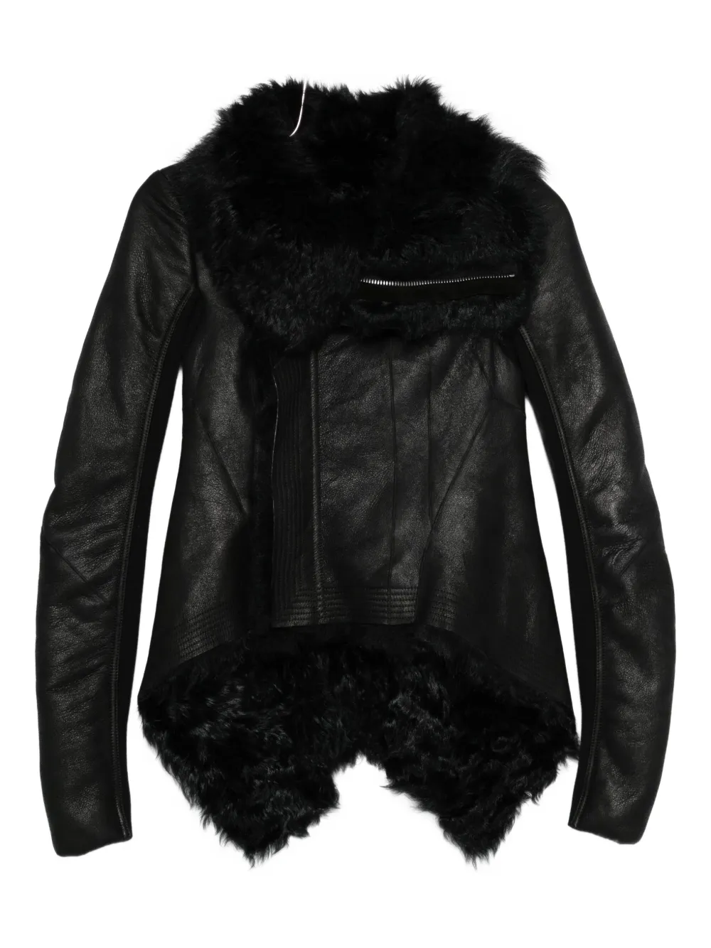 Rick Owens Fur-trimmed Leather Jacket In Black