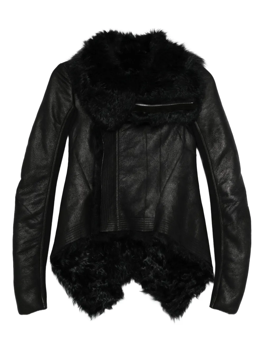 Rick Owens fur-trimmed leather jacket | Black | Image 1