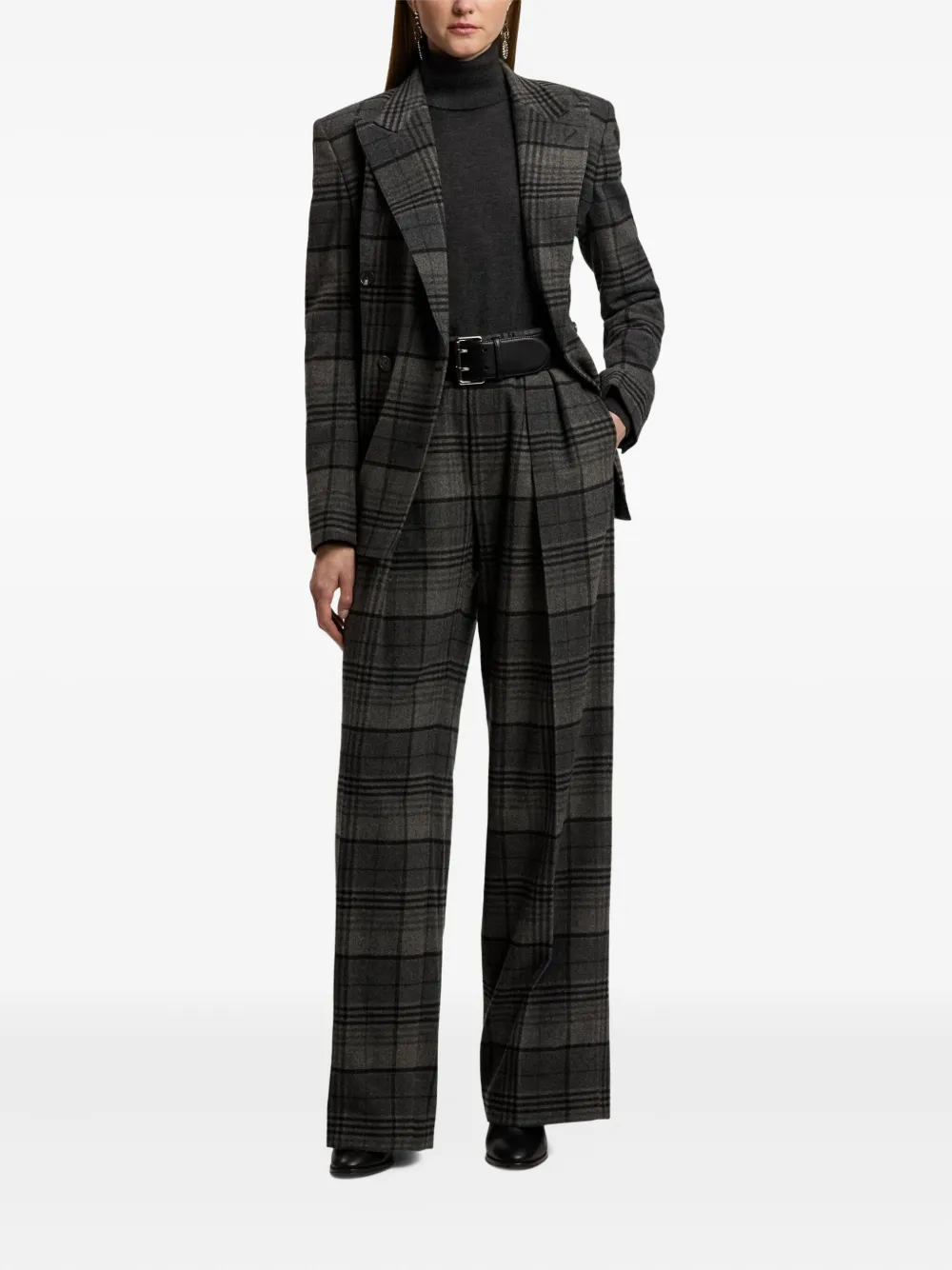 Ralph Lauren Collection pleated plaid trousers - Grijs