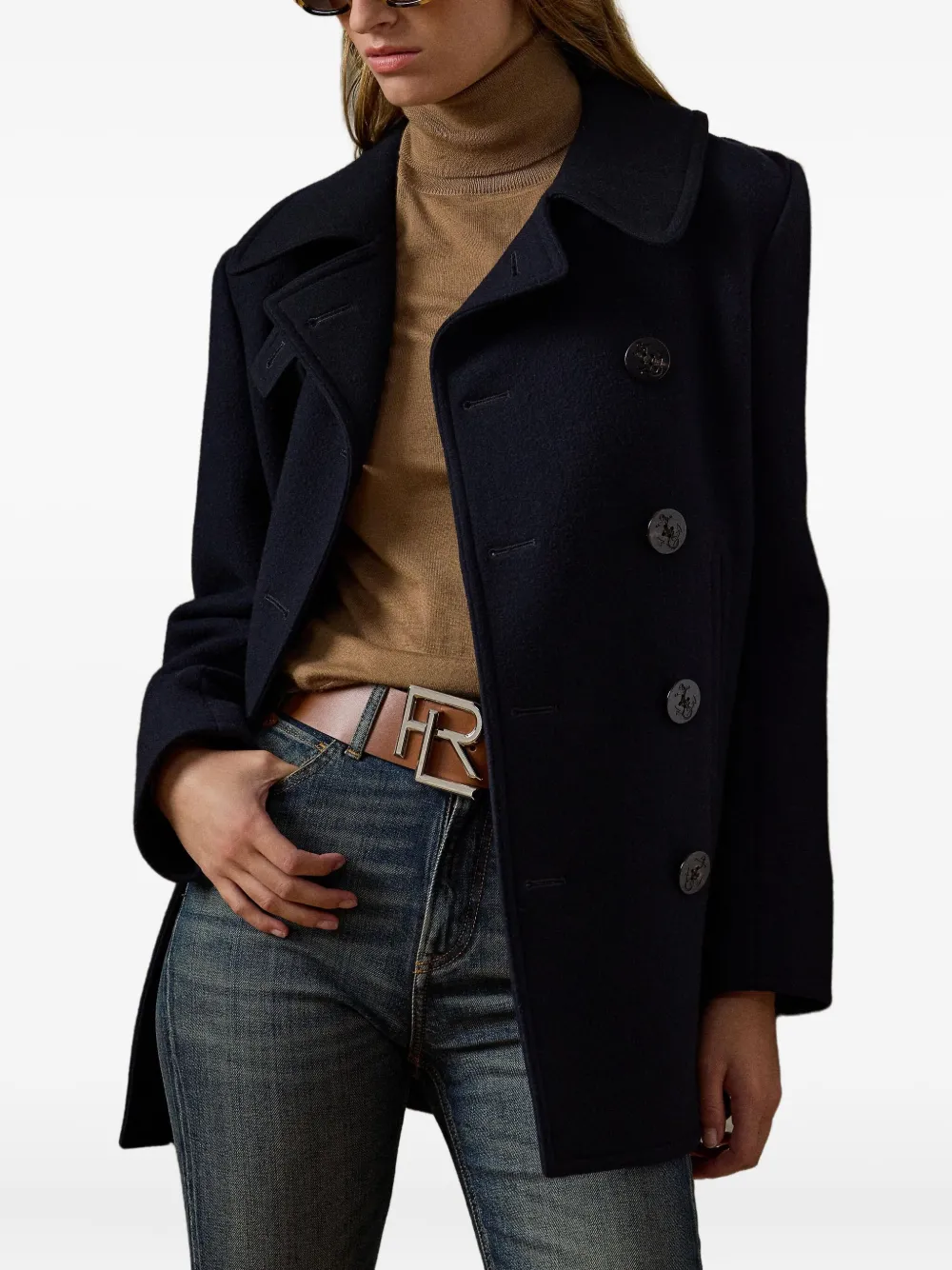 Ralph Lauren Double-breasted Anchor-button Jacket In Blue