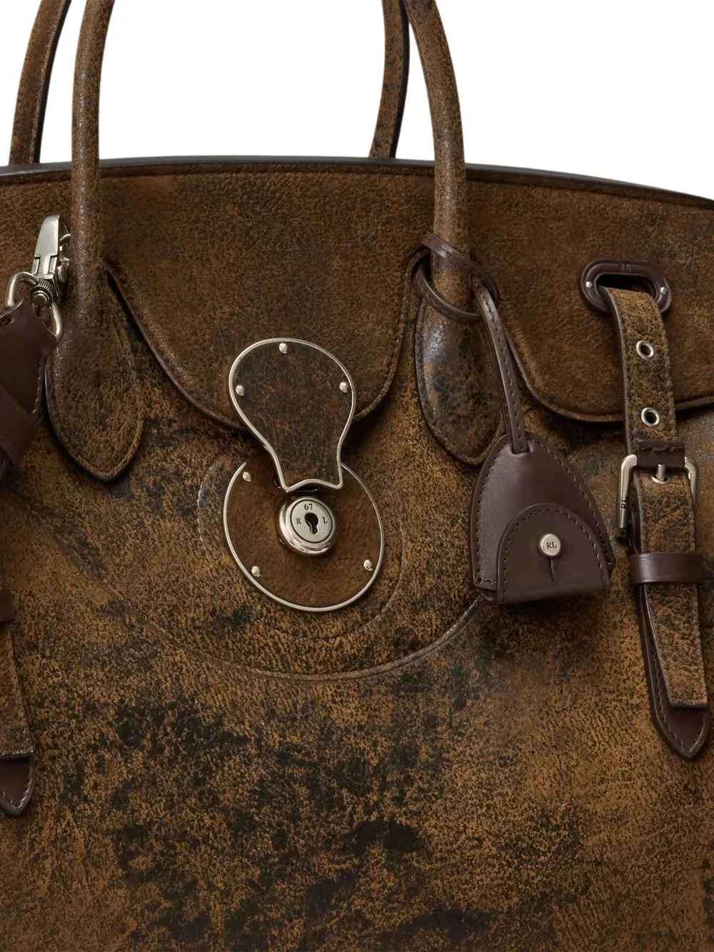 Ralph Lauren Large Buckle-detail Satchel Bag In Brown