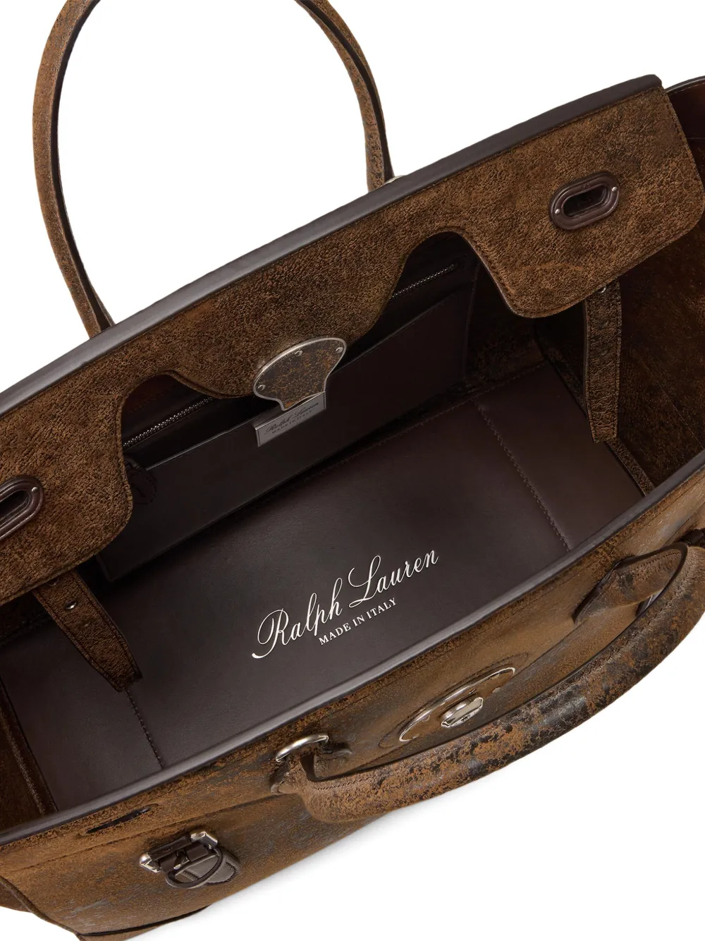 Ralph Lauren Large Buckle-detail Satchel Bag In Brown