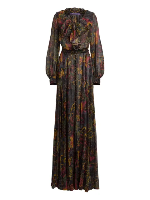 Ralph Lauren Collection pleated ruffle-neck maxi dress