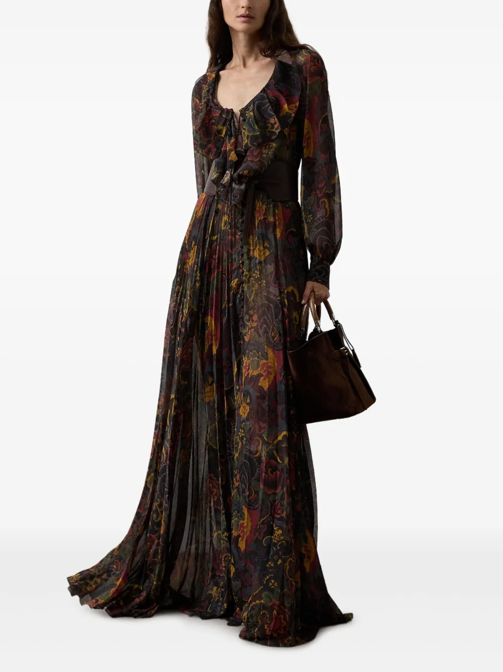 Ralph Lauren Collection pleated ruffle-neck maxi dress | Evening Dresses | Image 2