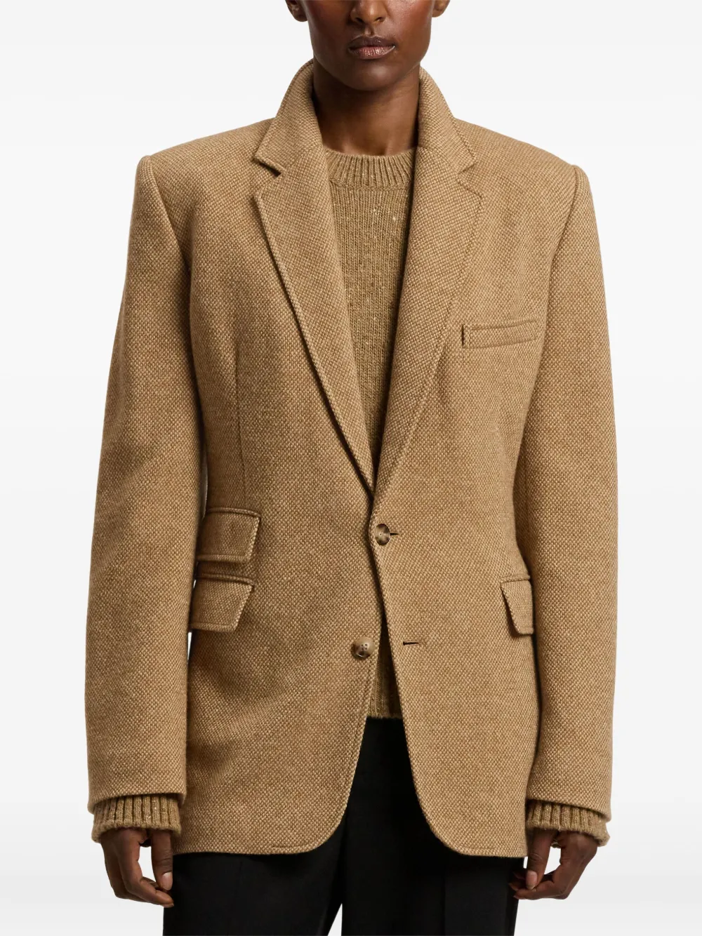 Ralph Lauren Collection Eli Basket-weave Tweed Jacket In Brown