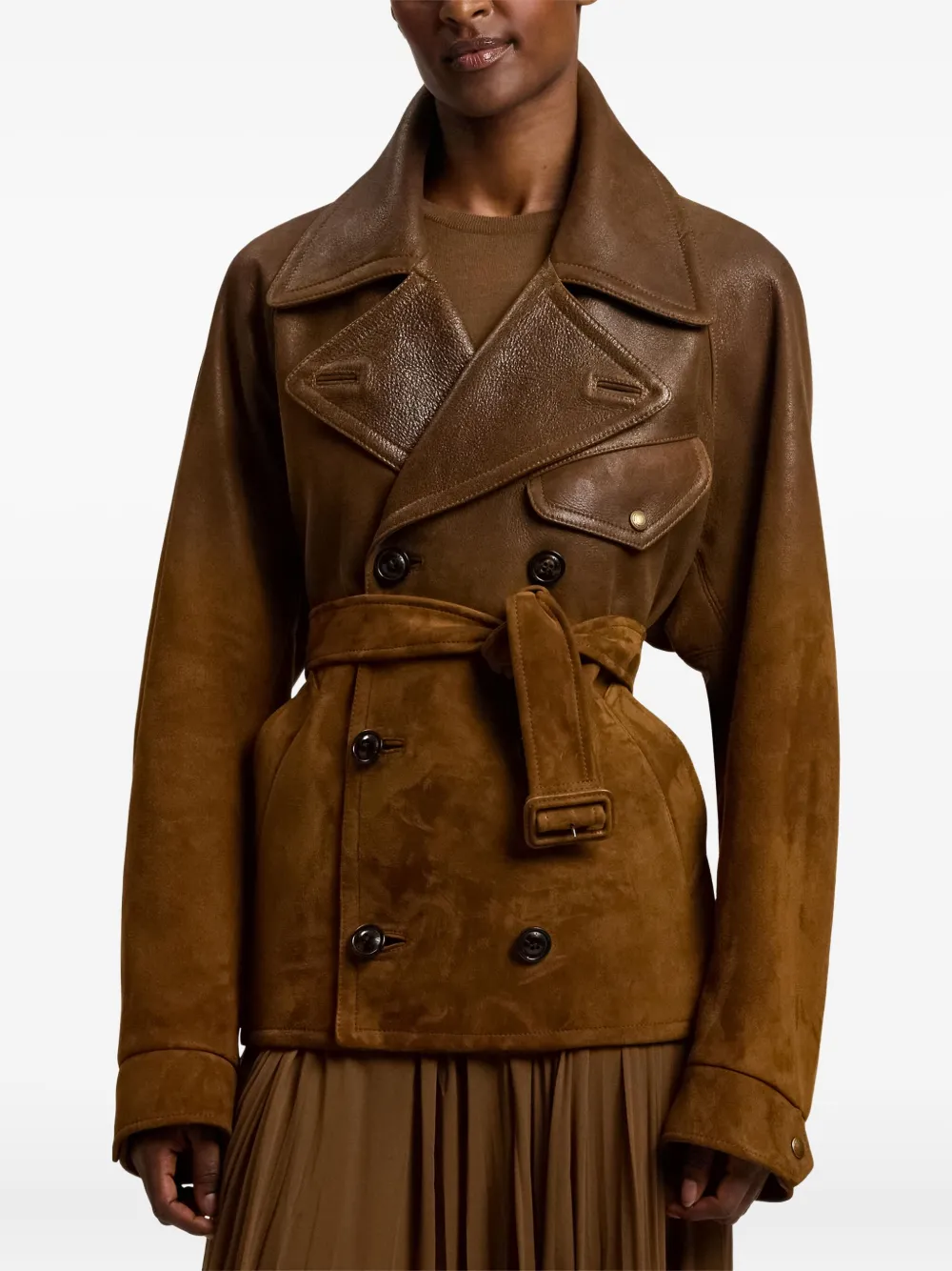 Ralph Lauren Eldridge Lambskin Moto Jacket In Brown