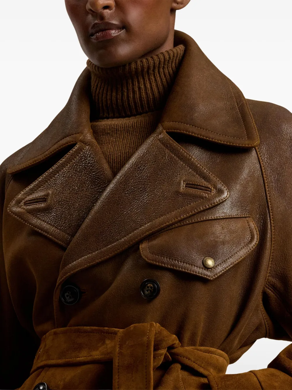 Ralph Lauren Eldridge Lambskin Moto Jacket In Brown