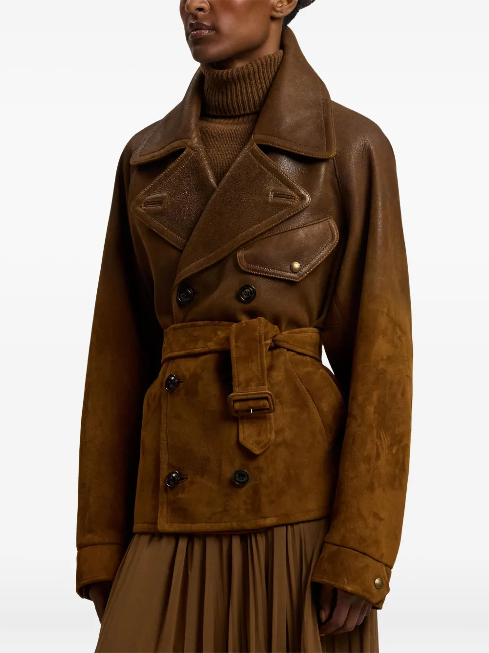 Ralph Lauren Eldridge Lambskin Moto Jacket In Brown