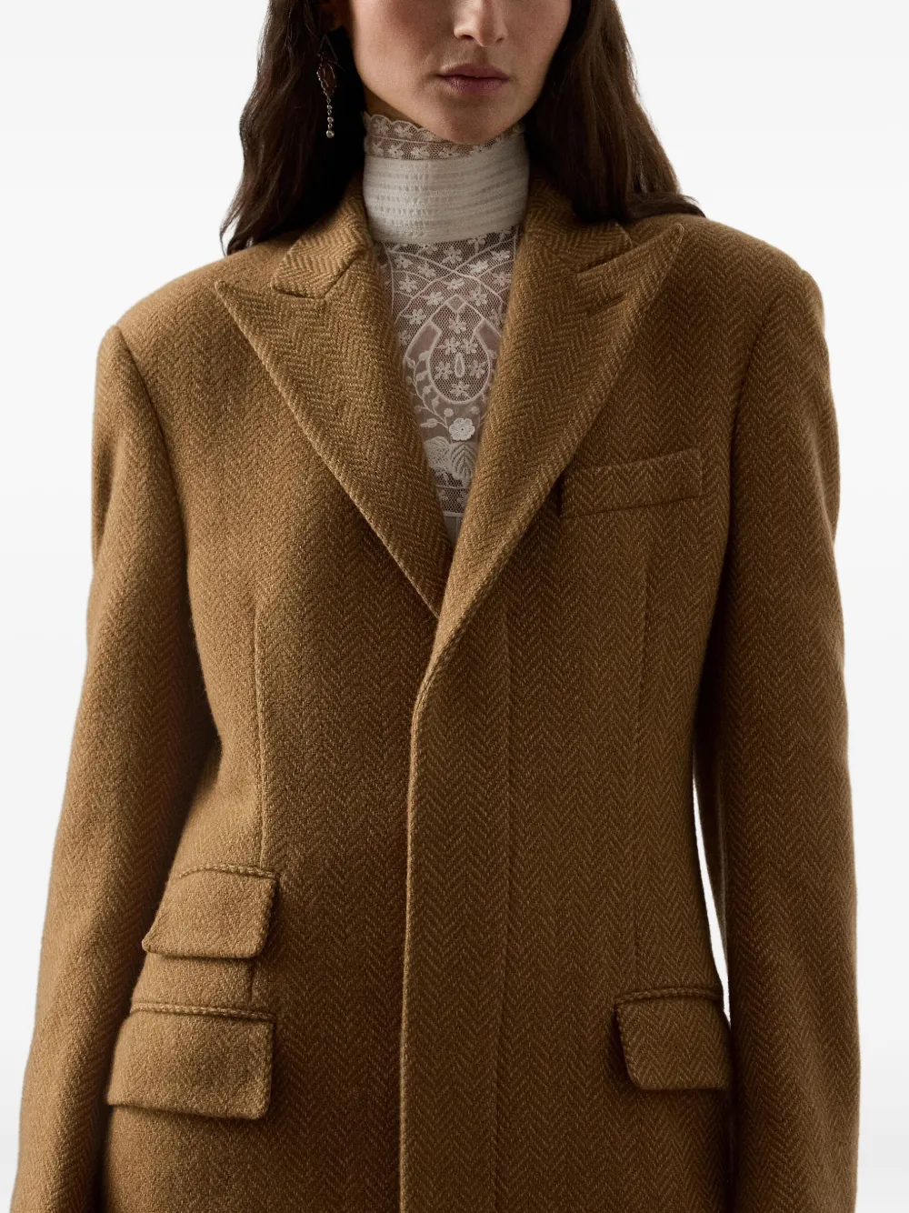 Ralph Lauren Collection Jas met visgraat patroon Bruin