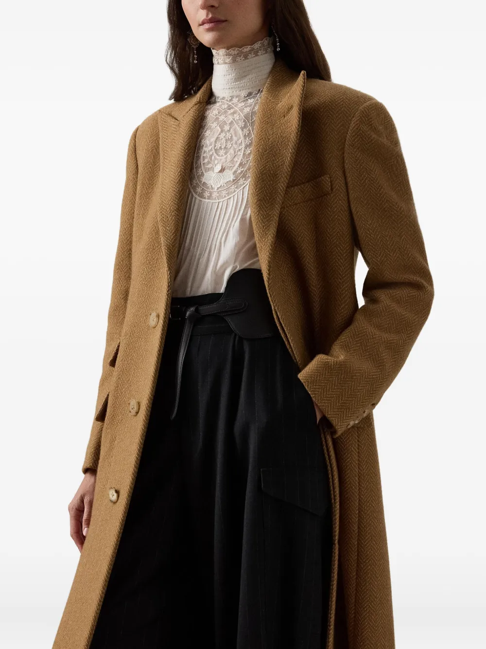 Ralph Lauren Collection Jas met visgraat patroon Bruin