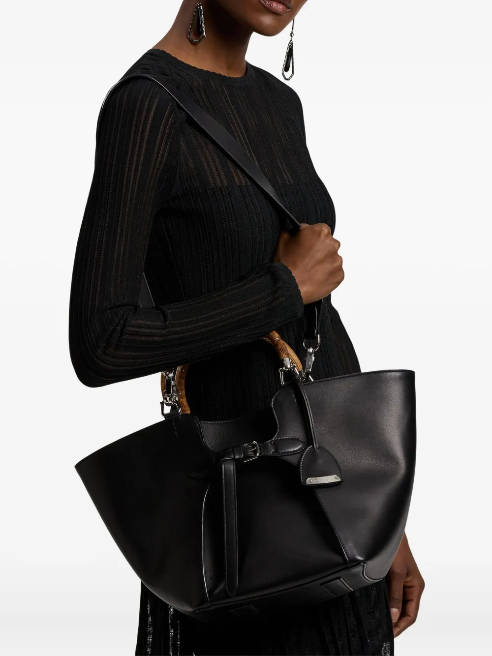 Ralph Lauren Collection medium leather tote bag - Zwart