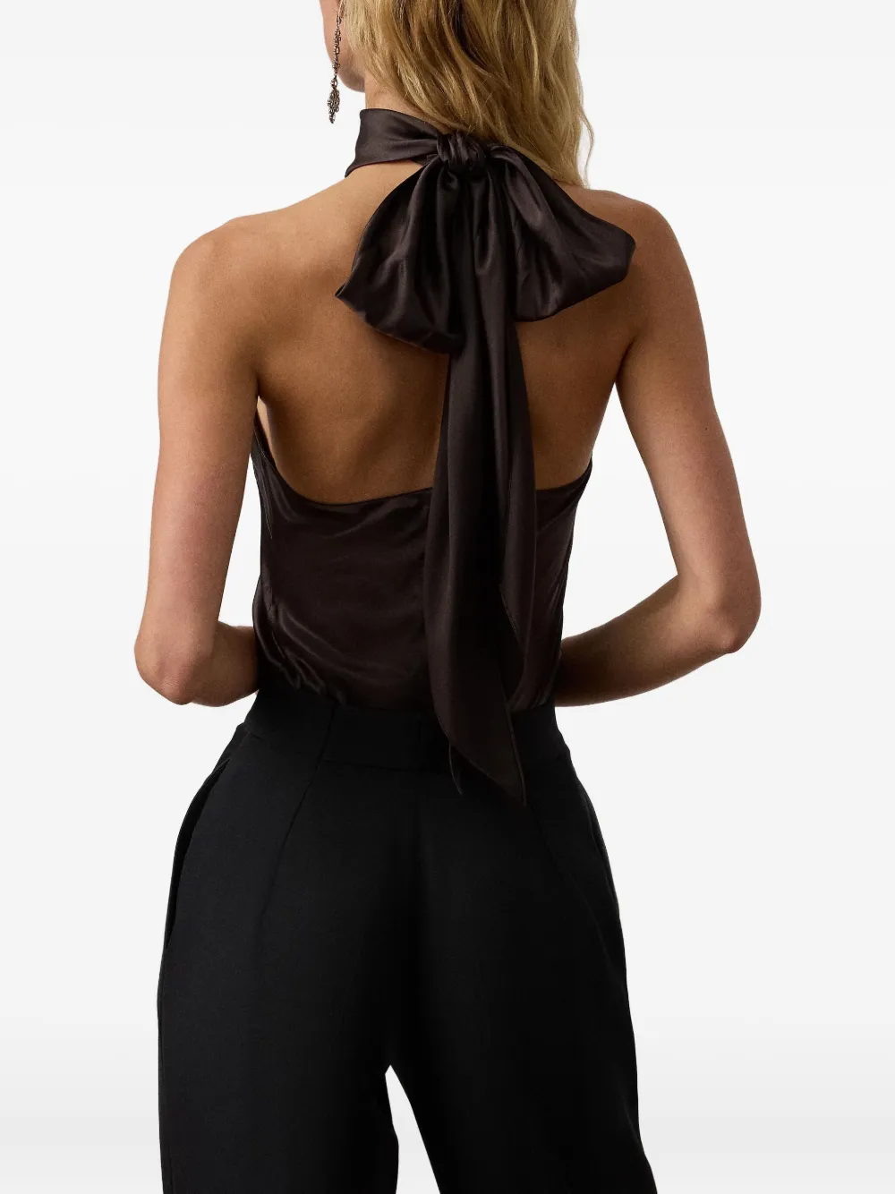 Ralph Lauren Collection Blouse met halternek Bruin