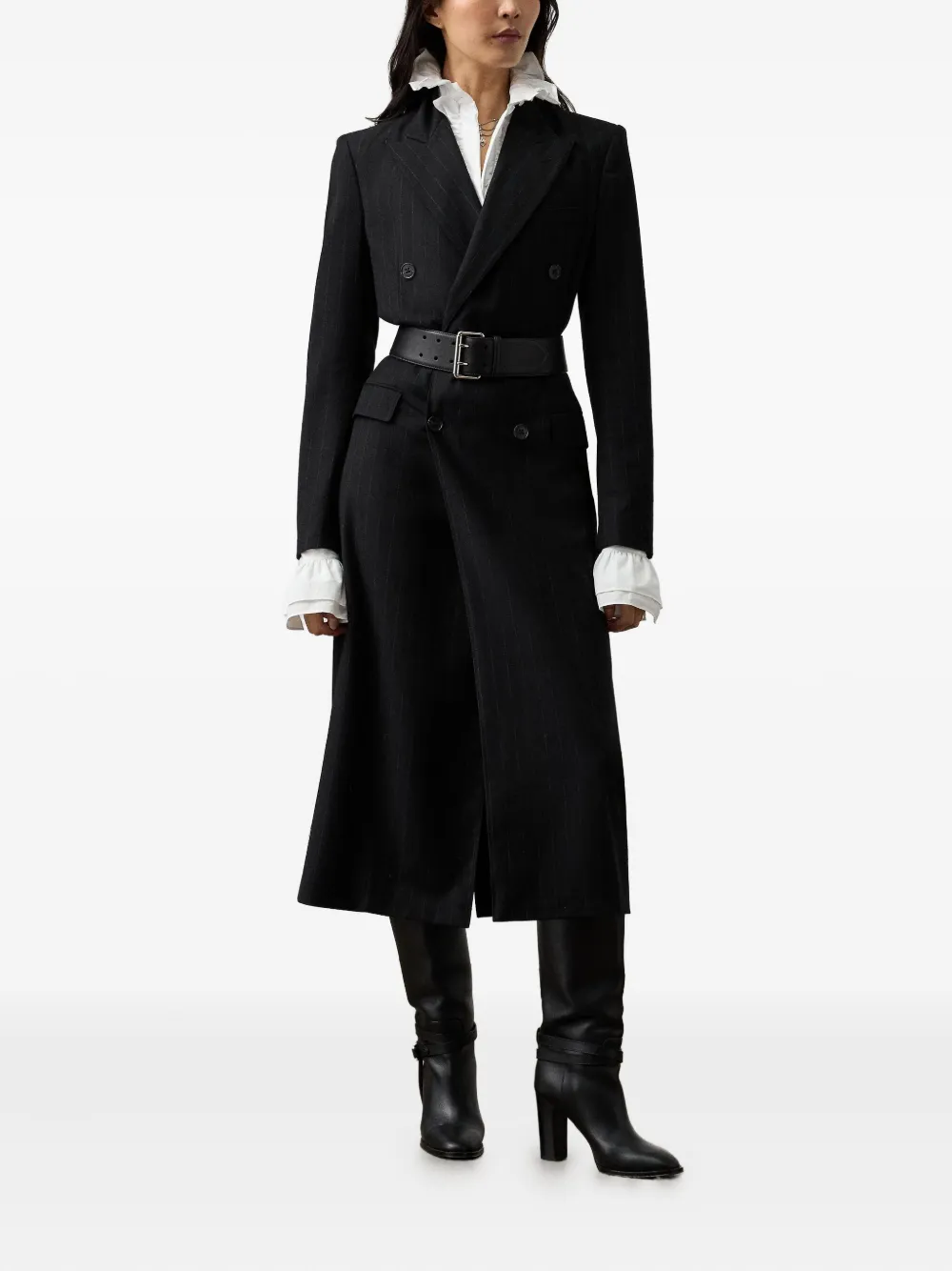 Ralph Lauren Collection pinstripe double-breasted midi dress - Zwart