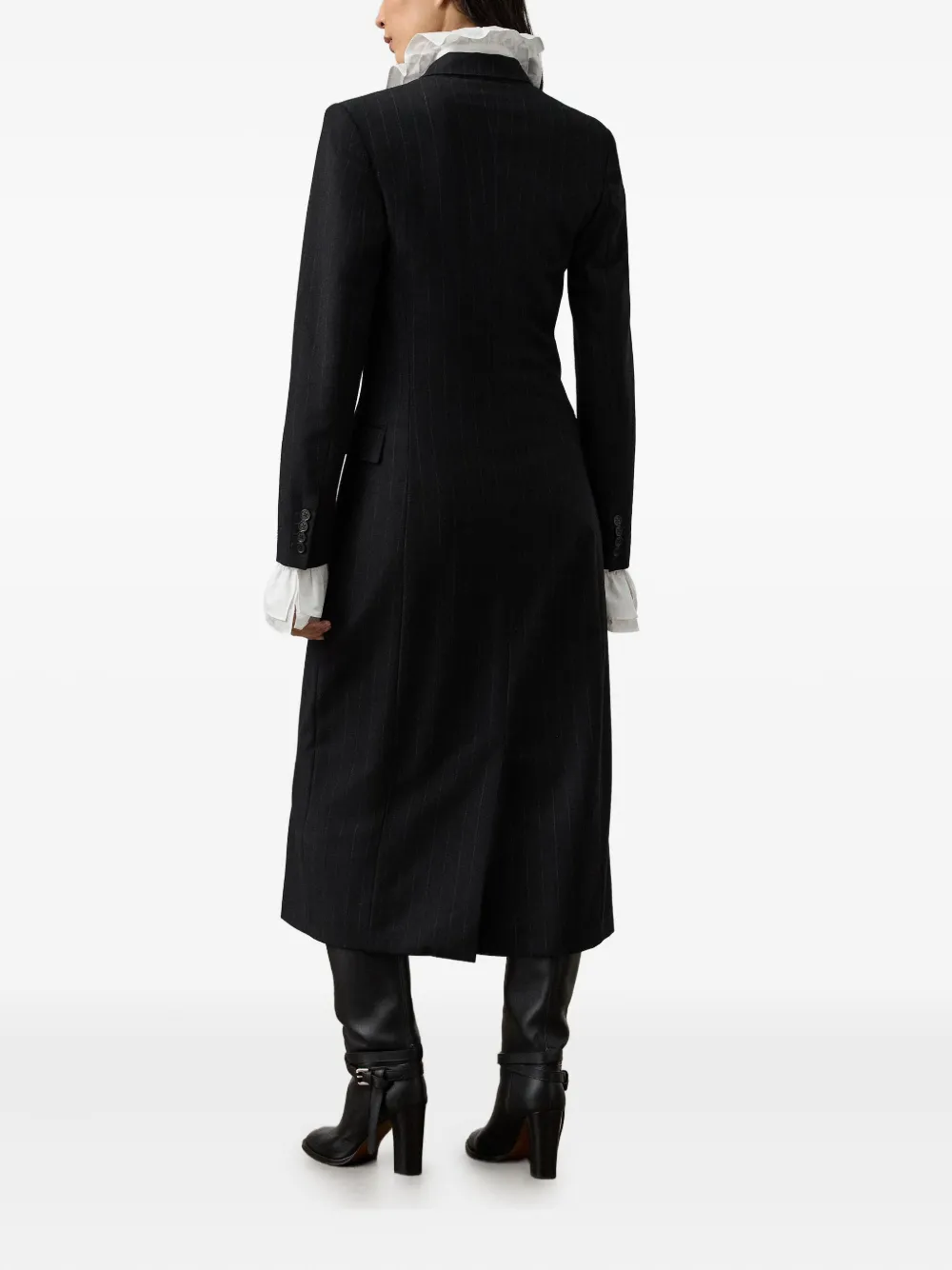 Ralph Lauren Pinstripe Double-breasted Midi Dress In Black