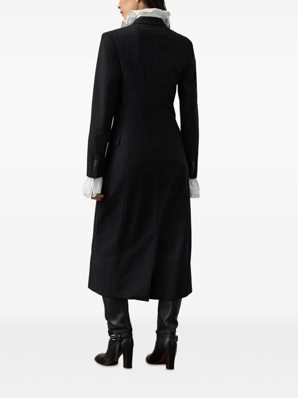 Ralph Lauren Collection Midi-jurk met dubbele rij knopen en krijtstreep Zwart