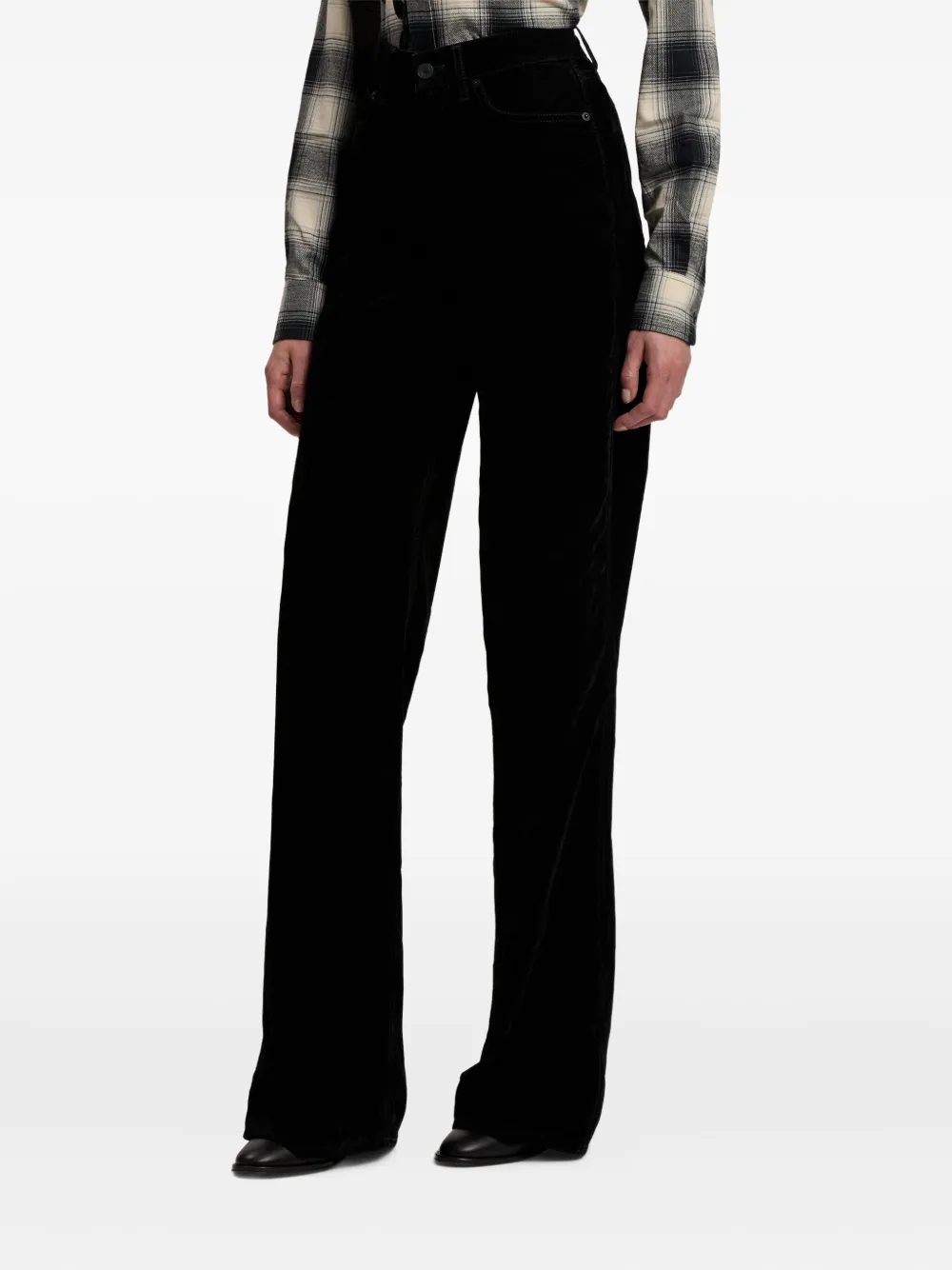 Ralph Lauren Velvet Wide-leg Jeans In Black