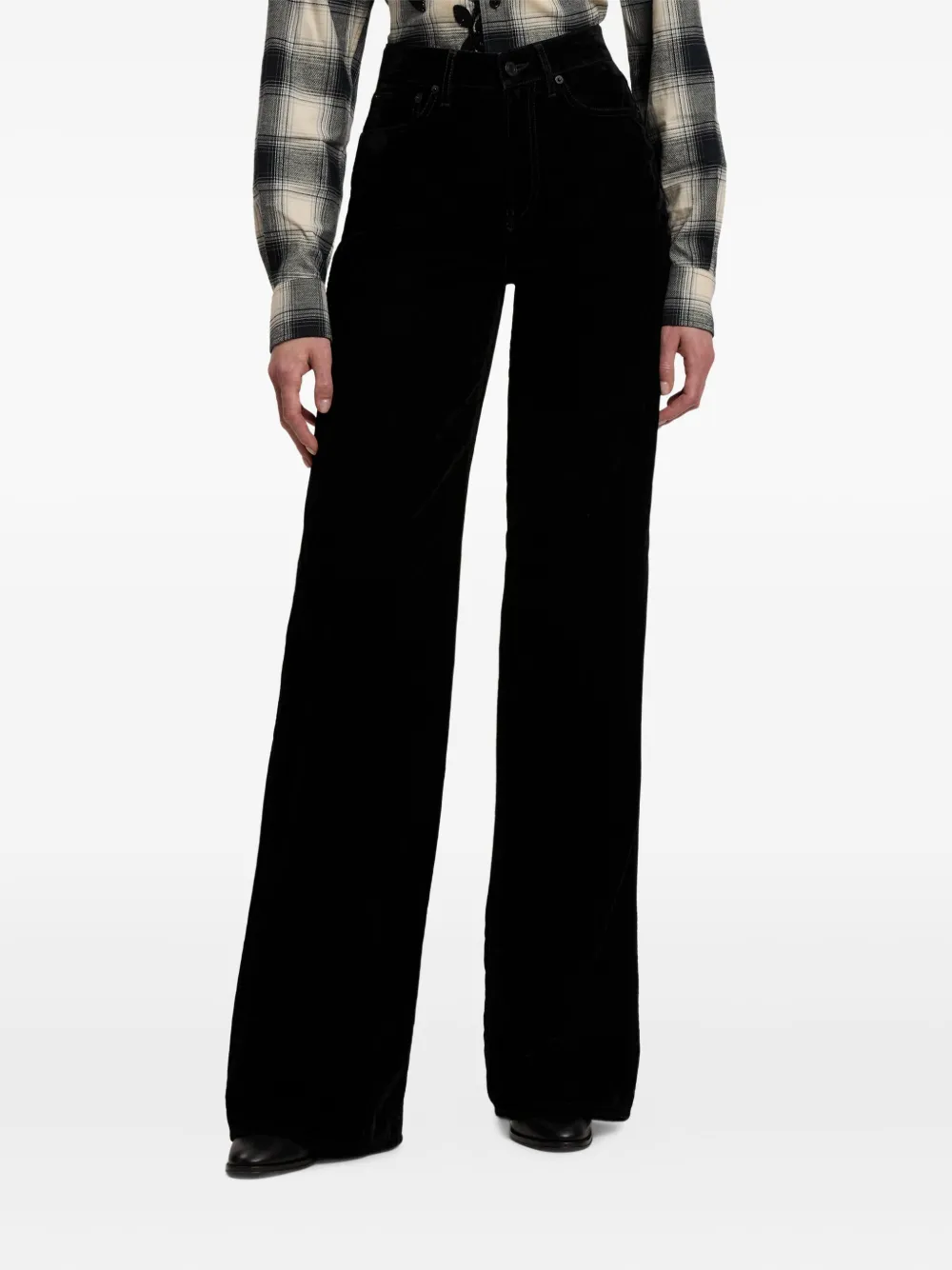 Ralph Lauren Velvet Wide-leg Jeans In Black