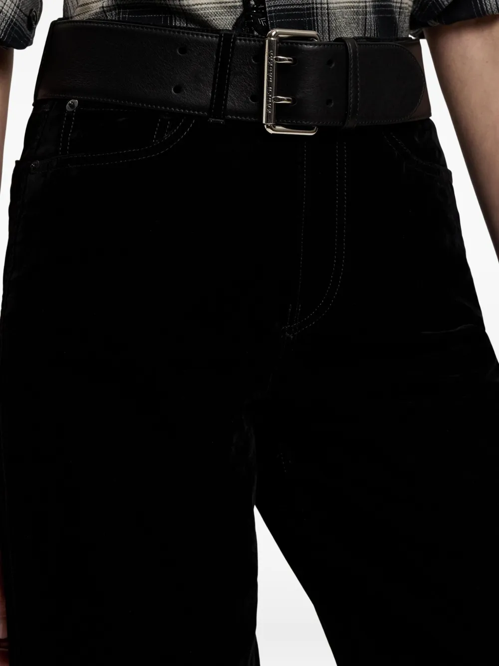 Ralph Lauren Velvet Wide-leg Jeans In Black