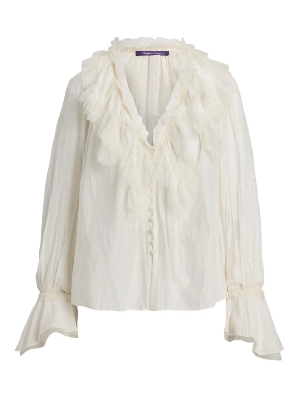 Ralph Lauren Collection Kensley ラッフル ブラウス - ニュートラル Ralph Lauren Collection Kensley ラッフル ブラウス - ニュートラル