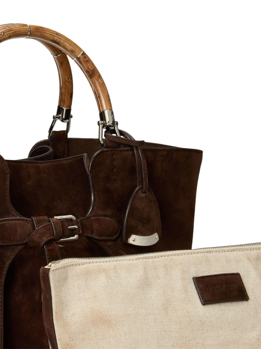 Ralph Lauren Medium Suede Tote Bag In Brown