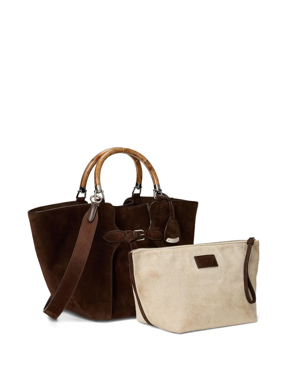 Ralph Lauren Medium Suede Tote Bag In Brown