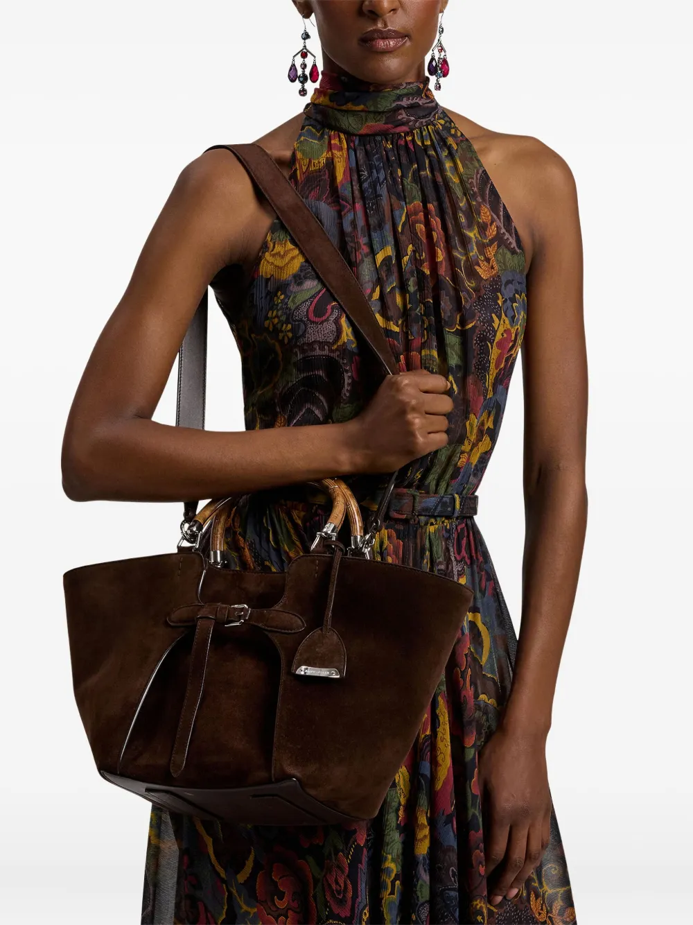 Ralph Lauren Collection medium suede tote bag - Bruin