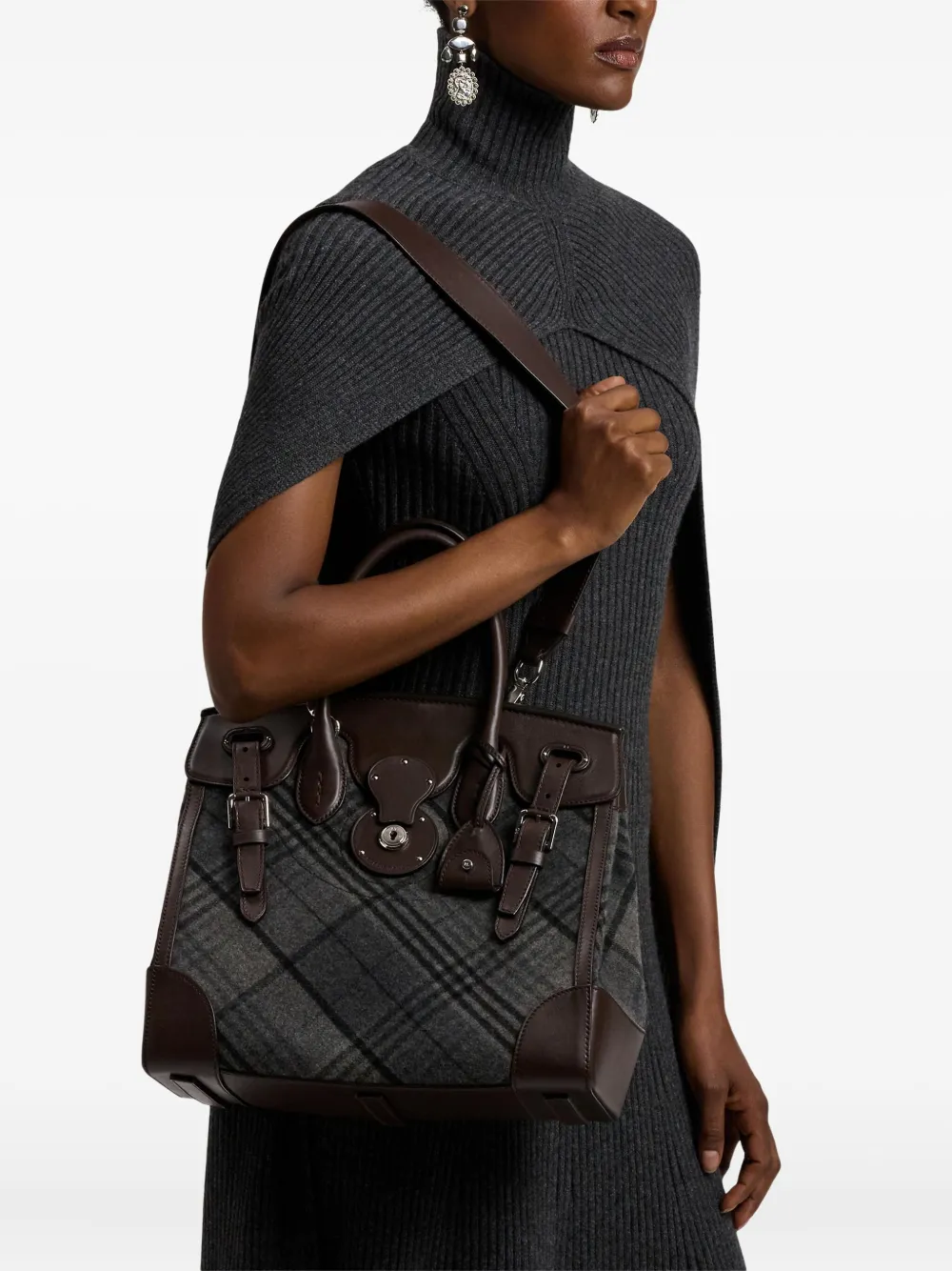Ralph Lauren Collection medium plaid panelled satchel bag | Image 2