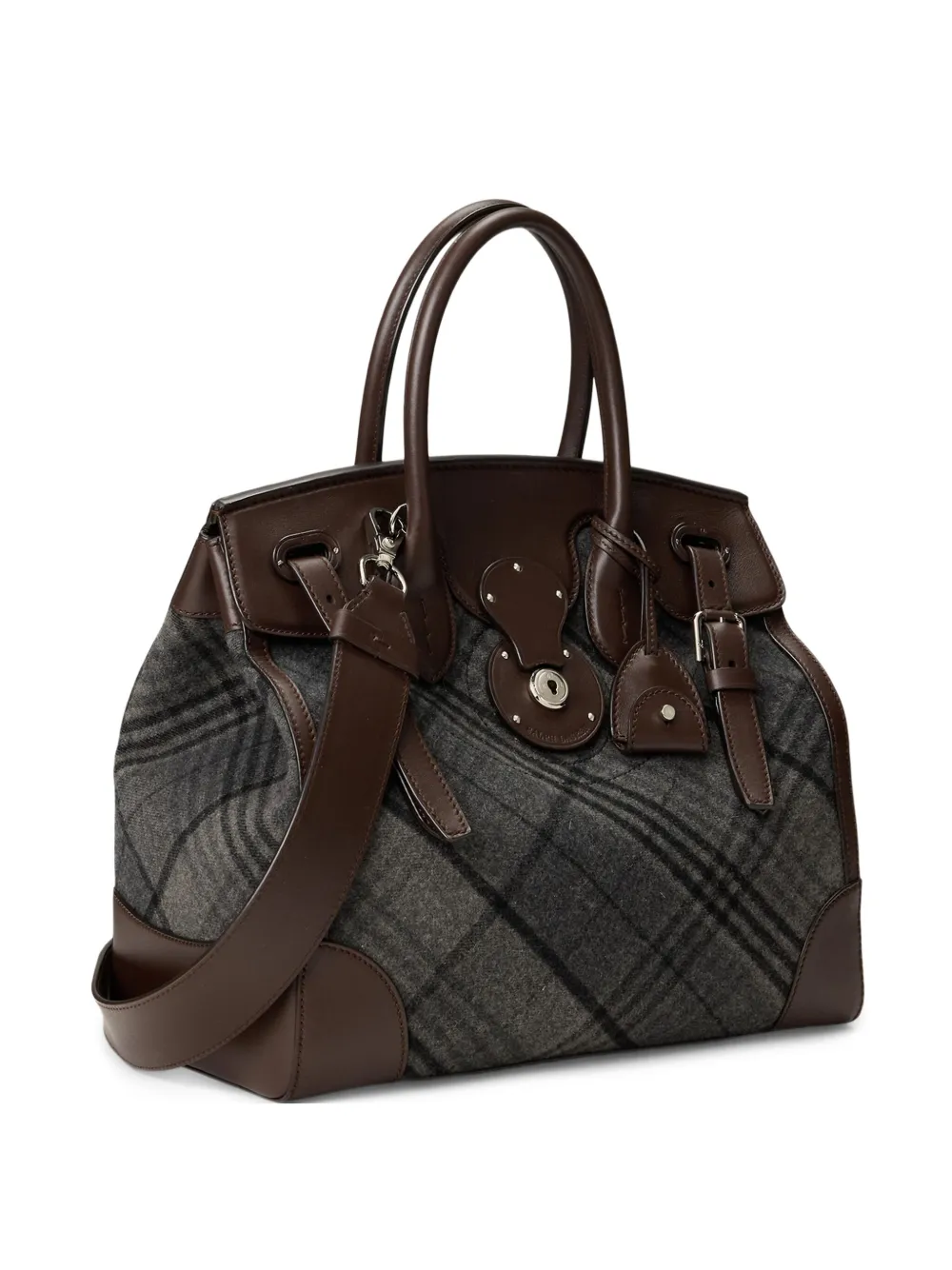 Ralph Lauren Collection Geruite boekentas met vlakken Grijs