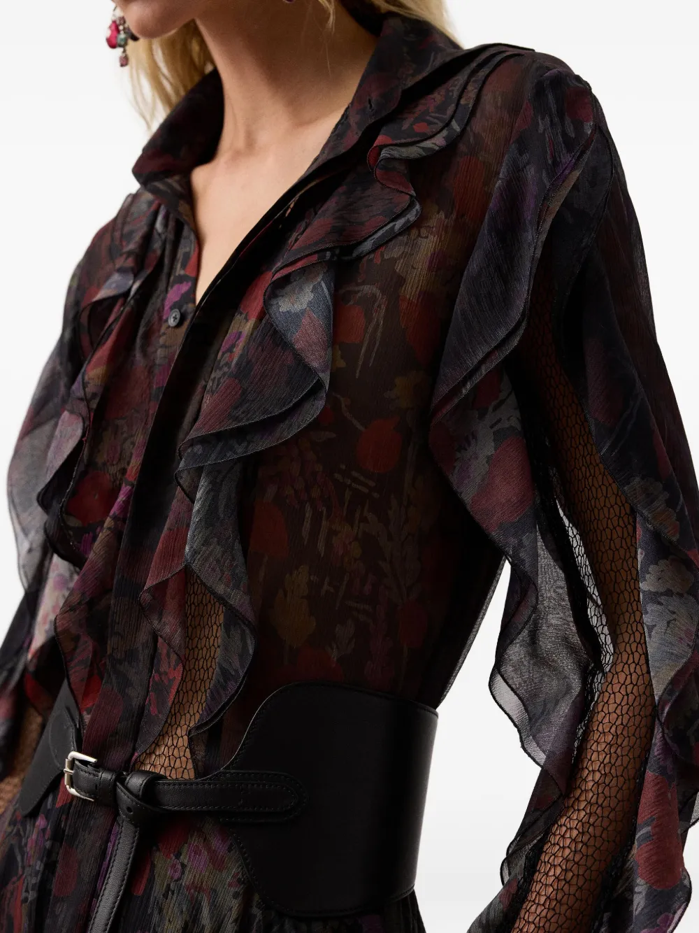 Ralph Lauren Collection Midi-jurk met bloemenprint Zwart