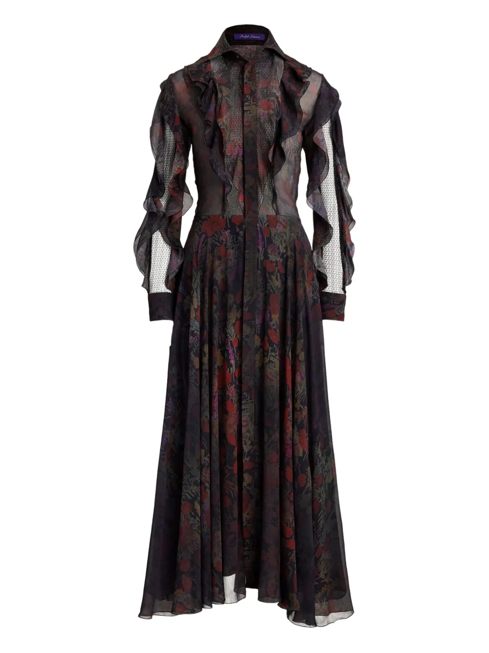Ralph Lauren Collection ruffled floral-print midi dress - ブラック Ralph Lauren Collection ruffled floral-print midi dress - ブラック