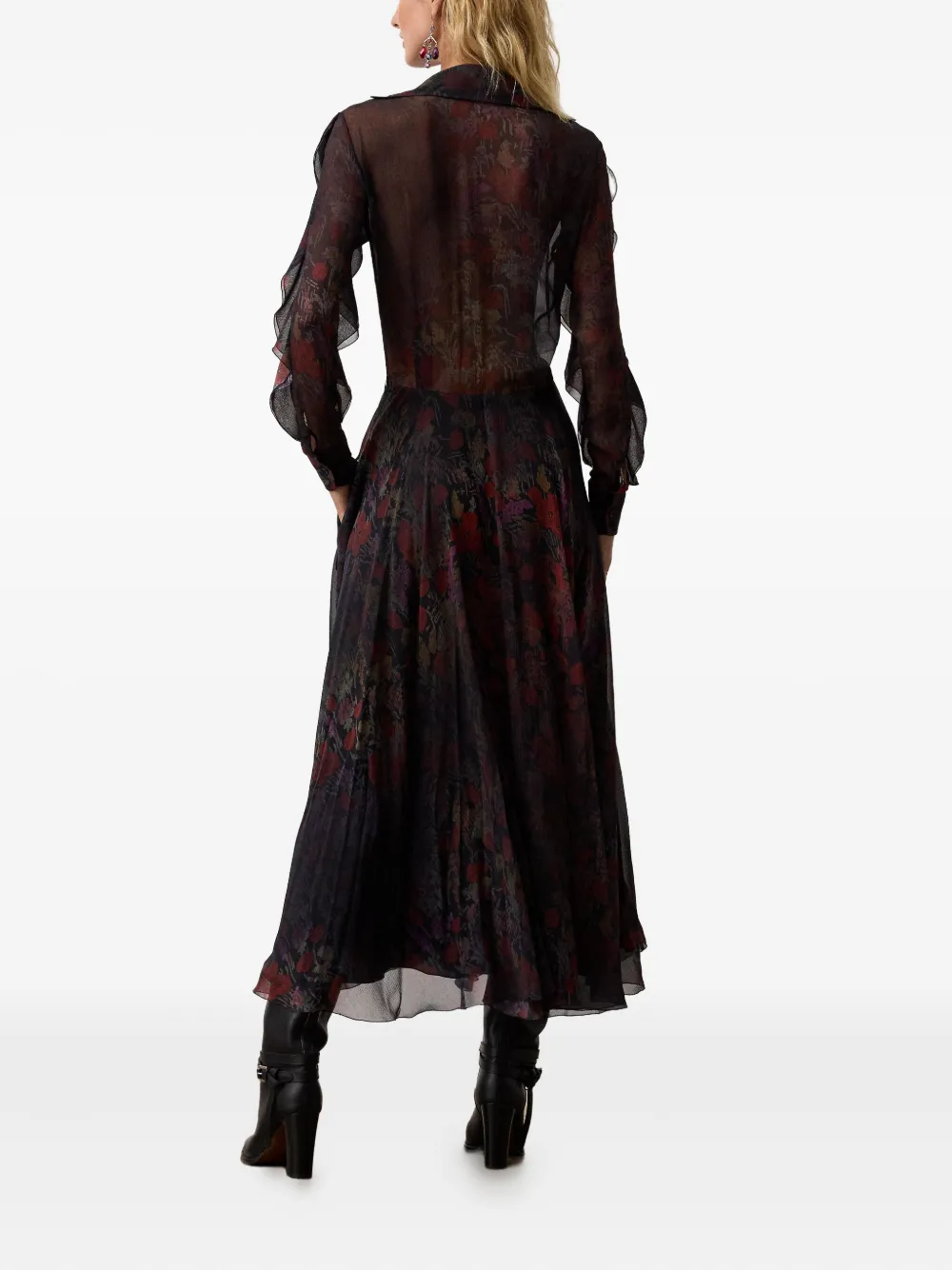 Ralph Lauren Collection Midi-jurk met bloemenprint Zwart