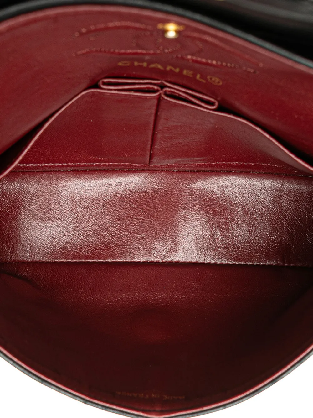 Pre-owned Chanel 1989-1991 Small Classic Lambskin Double Flap Shoulder Bag In Black