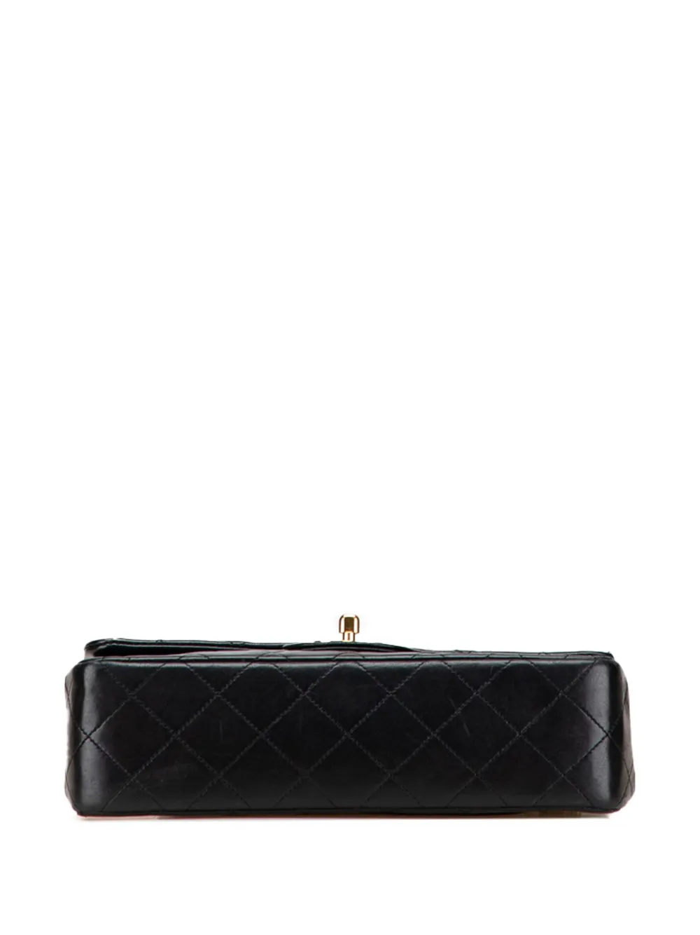 Pre-owned Chanel 1989-1991 Small Classic Lambskin Double Flap Shoulder Bag In Black