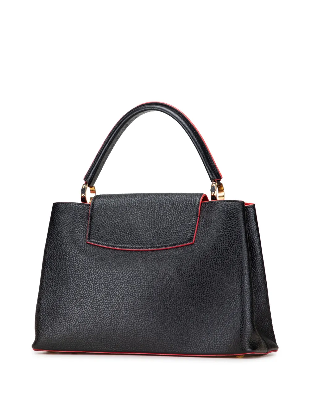 Pre-owned Louis Vuitton 2015 Taurillon Capucines Mm Satchel In Black