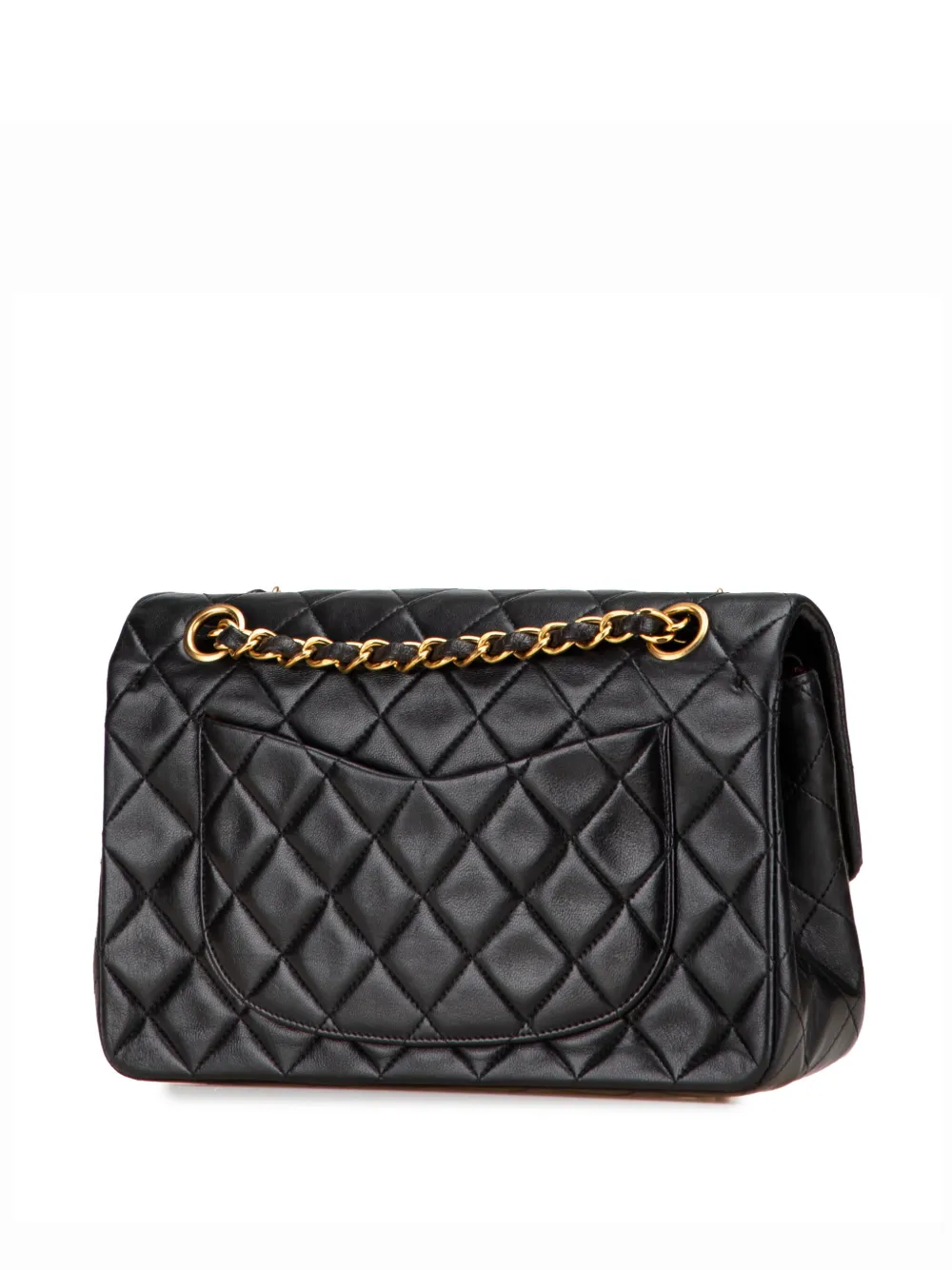 Pre-owned Chanel 1994-1996 Small Classic Lambskin Double Flap Shoulder Bag In Black