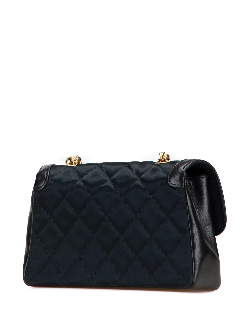 1989-1991 Cc Quilted Satin Bijoux Chain Single Flap Crossbody Bag