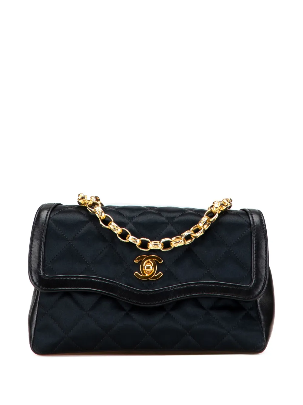 CHANEL Pre-Owned 1989-1991 CC Quilted Satin Bijoux Chain Single Flap crossbody bag | Black | Image 1
