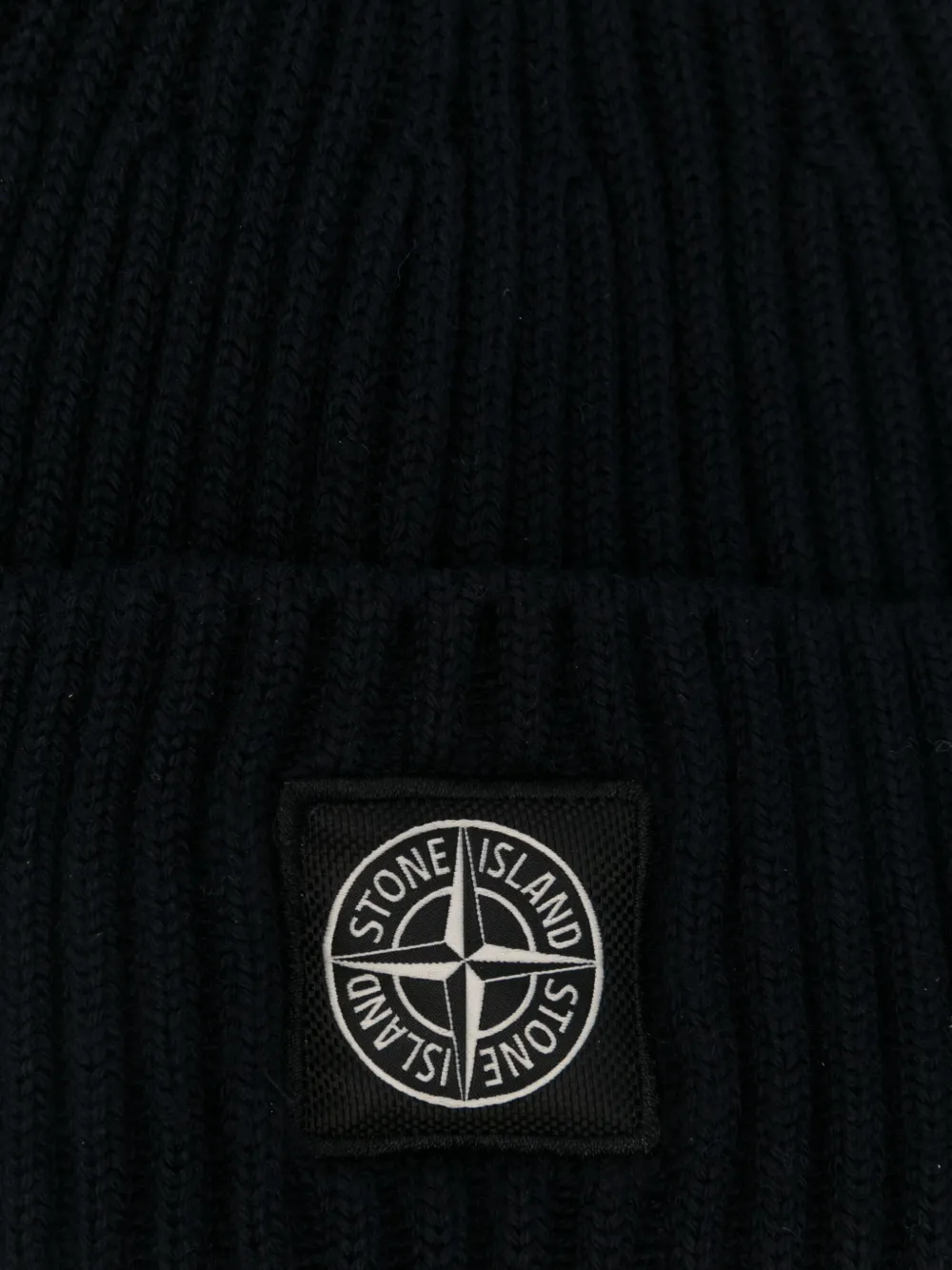 Stone Island Beanie With Compass Logo Patch In Black