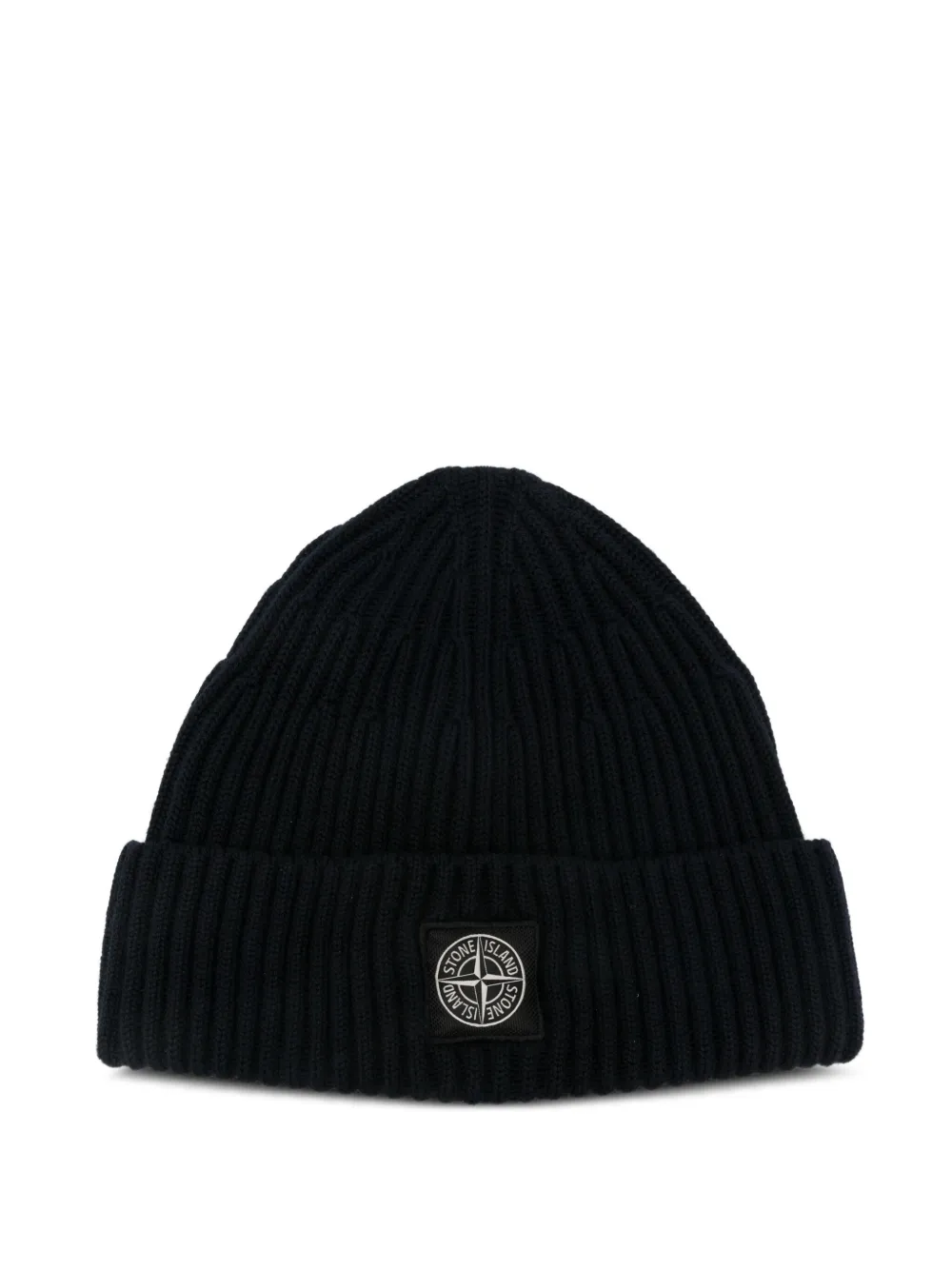 Stone Island ribbed logo-patch beanie hat - ブルー Stone Island ribbed logo-patch beanie hat - ブルー