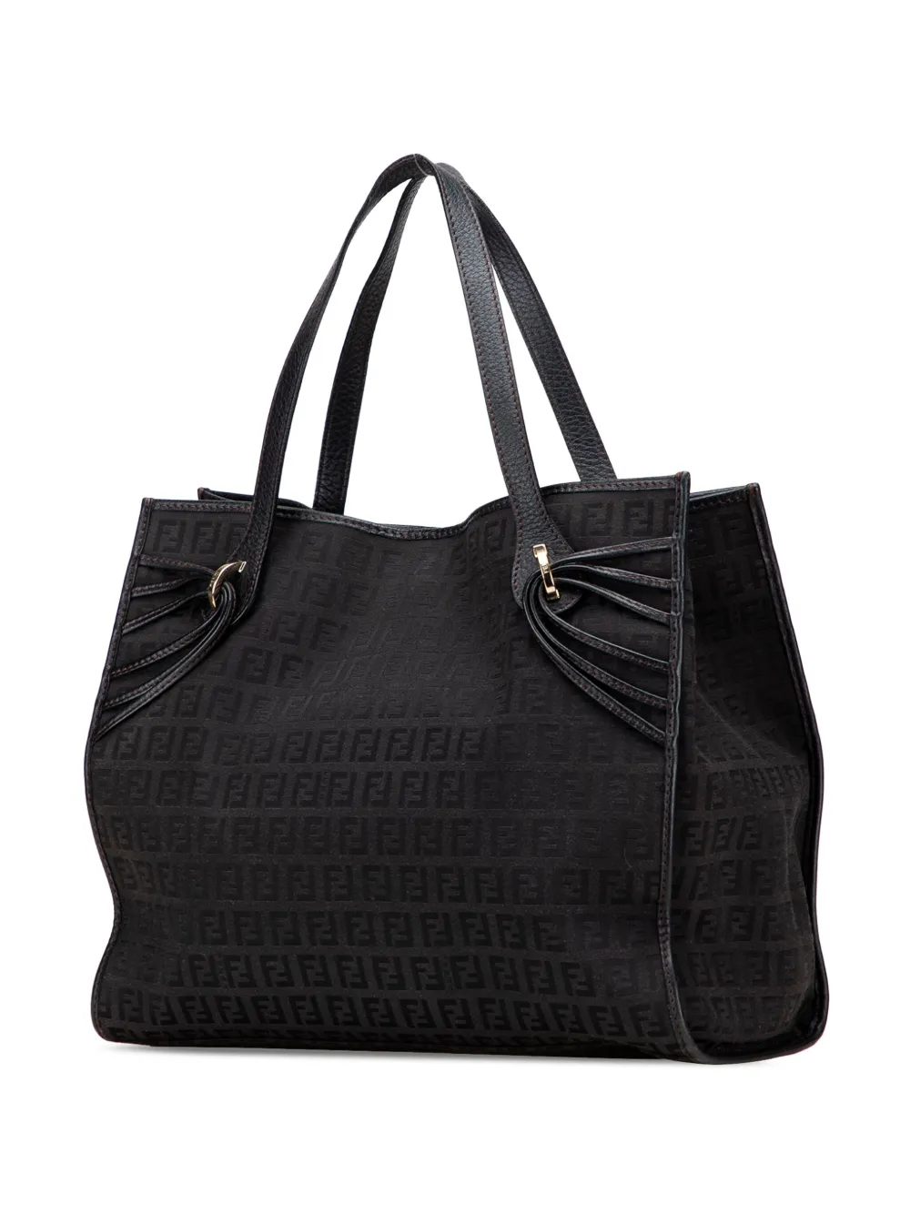 Pre-owned Fendi 2000-2010 Zucchino Canvas Tote Bag In Black
