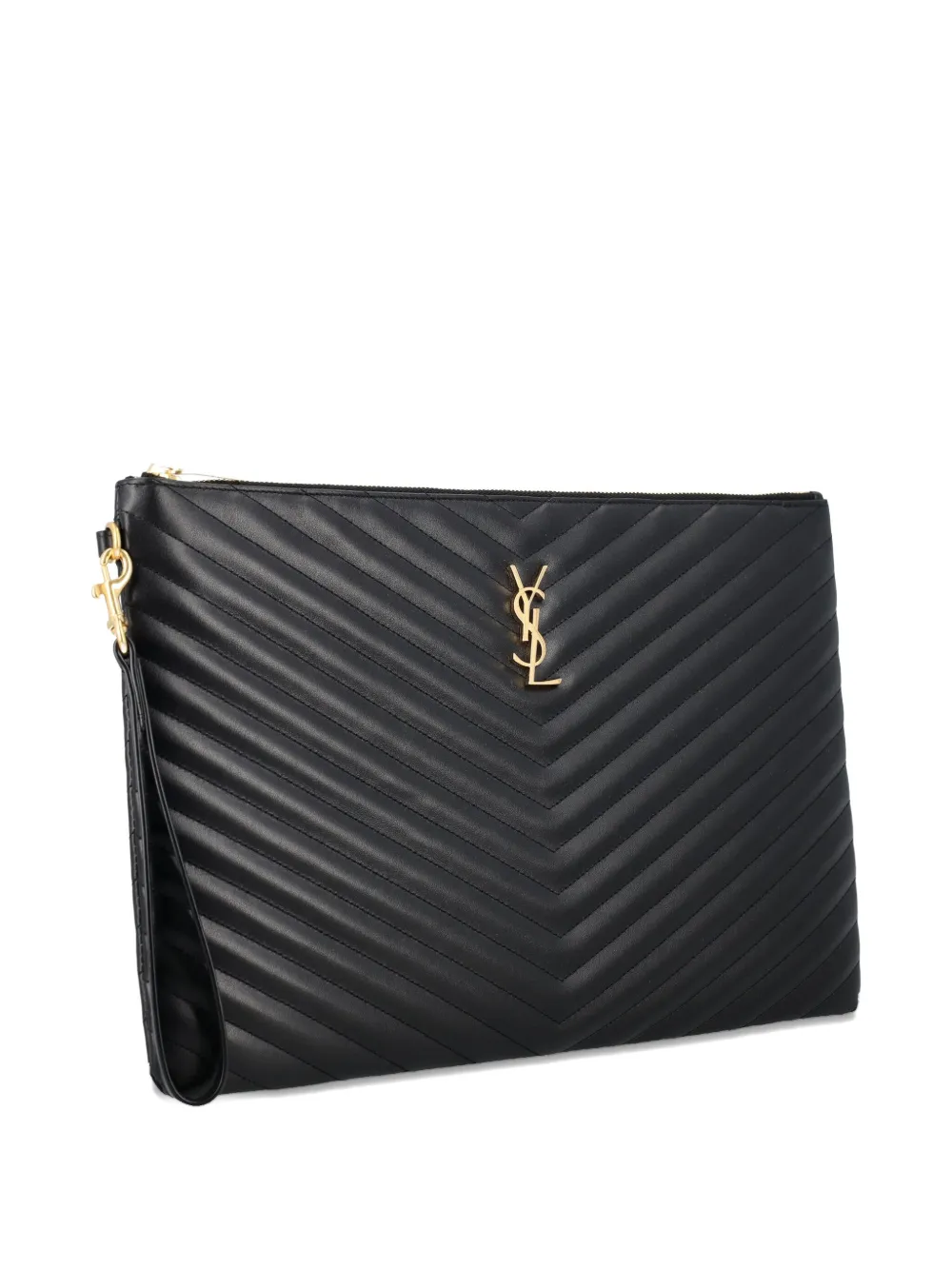 Saint Laurent Cassandre Matelassé Leather Clutch In Black