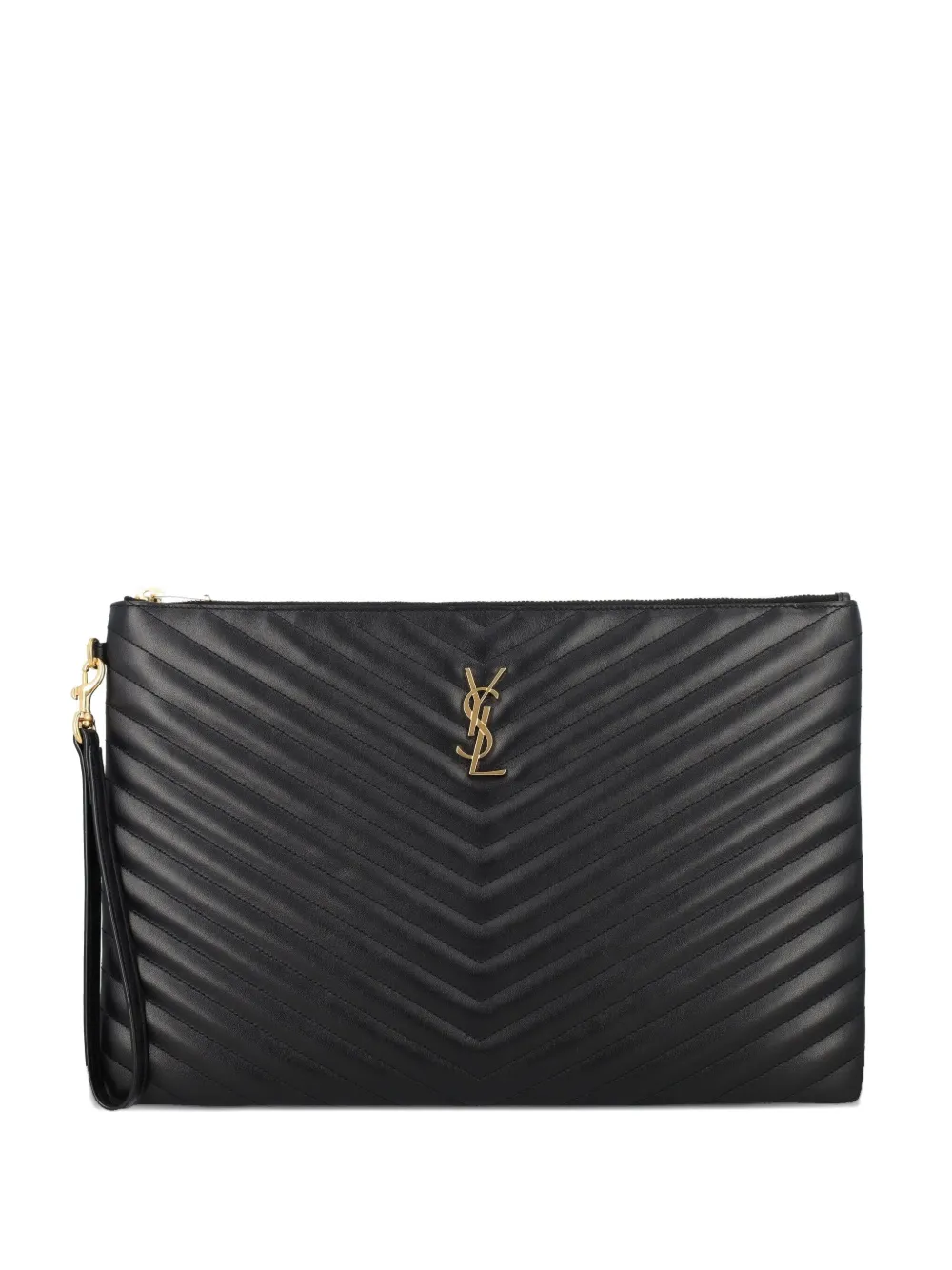 Saint Laurent Cassandre Matelassé Leather Clutch In Black